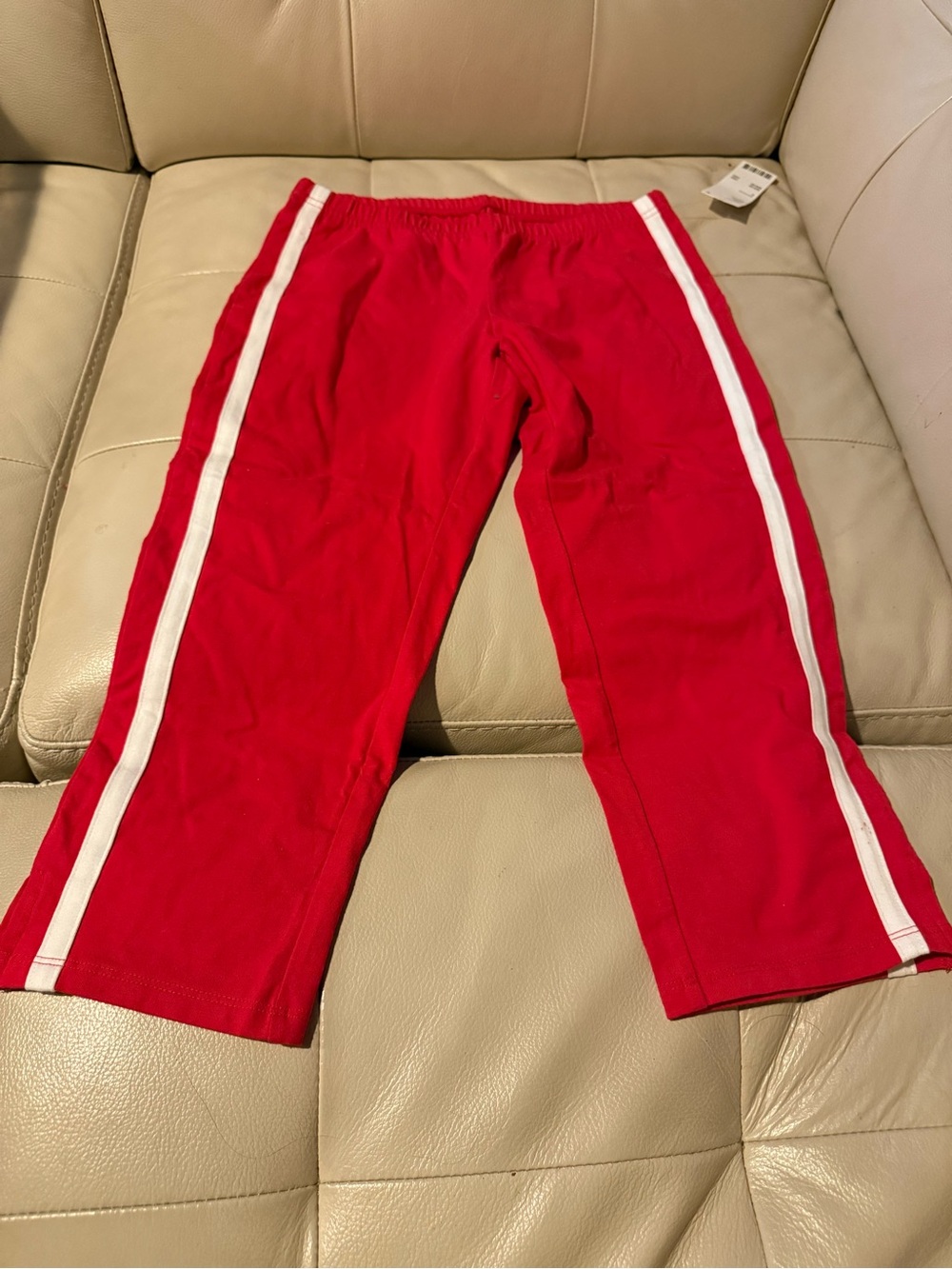 Urban Outfitters Red Cropped Sweatpants with White Side Stripes